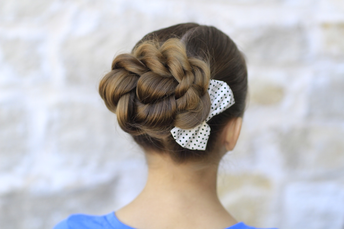 Image of Twisted ballerina bun hairstyle for 11 year olds girl