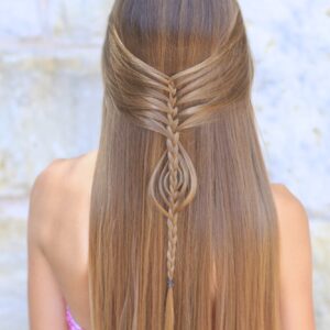 Young girl outside modeling Mermaid Braid Combo