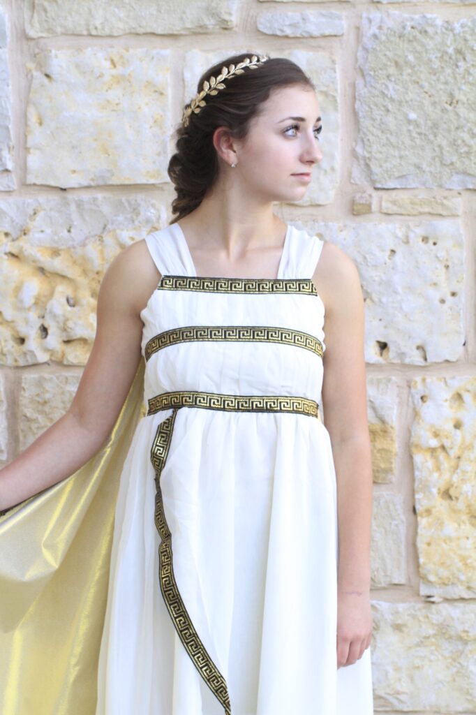 Young girls wearing Greek Goddess costume