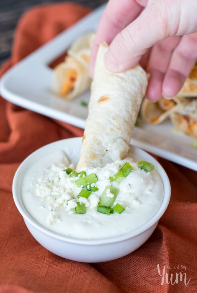 Buffalo Chicken Taquitos | Blue Cheese Dip