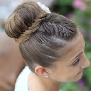 Young girl outside modeling Lace Fishtail Bun