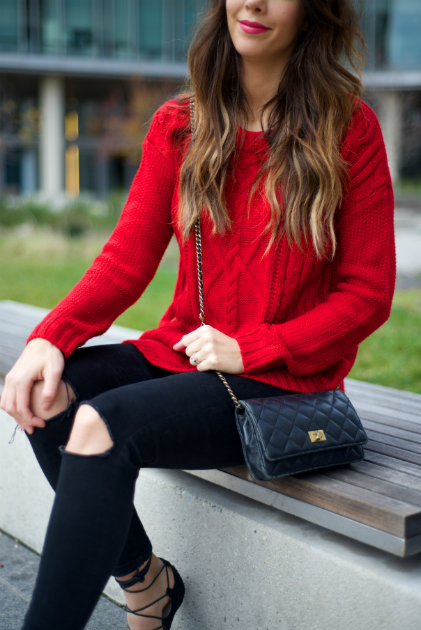 Red Sweater Valentine Outfit