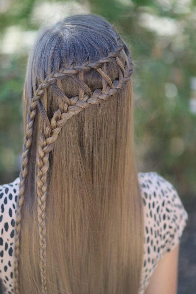 Young girl outside modeling Lattice Braid Combo