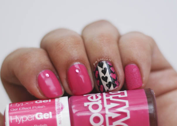 Pink Heart Nail Art