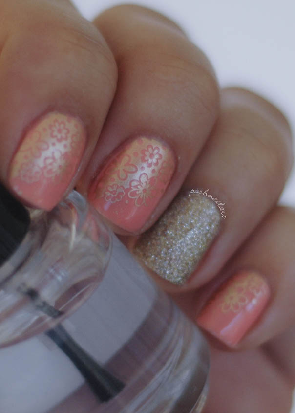 Prom Nails | Peach and Gold