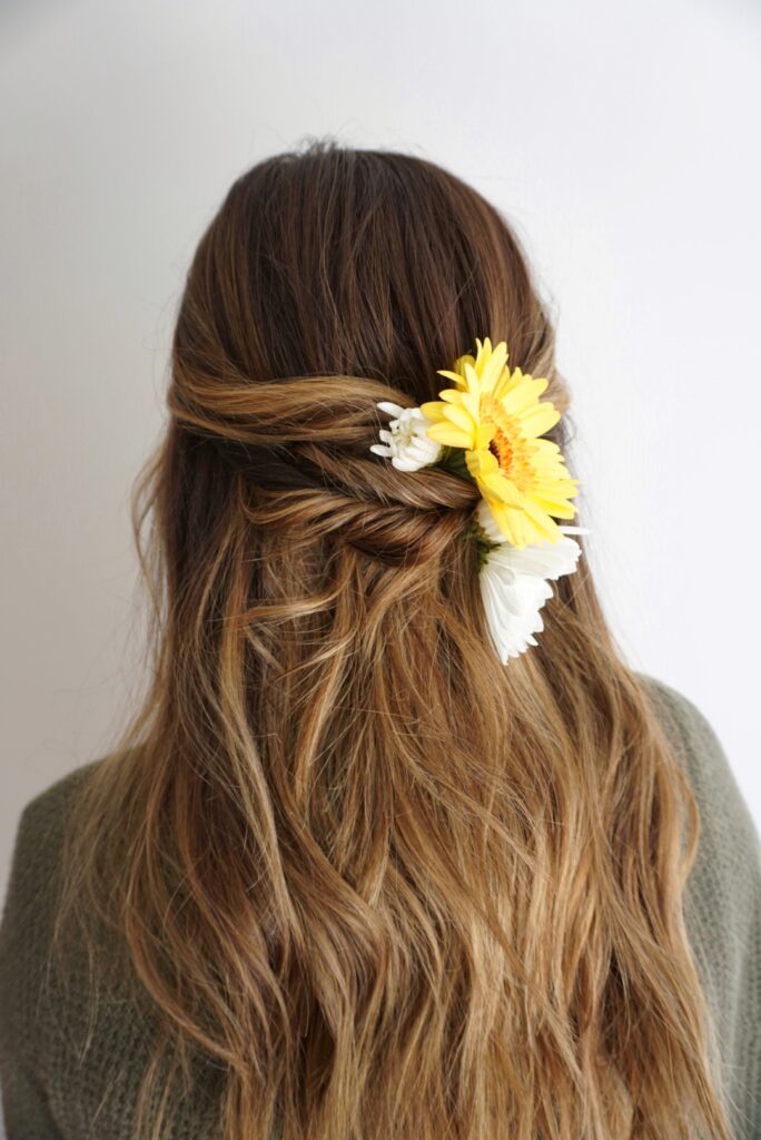 Half Up Hair | Twists | Flowers for Hair