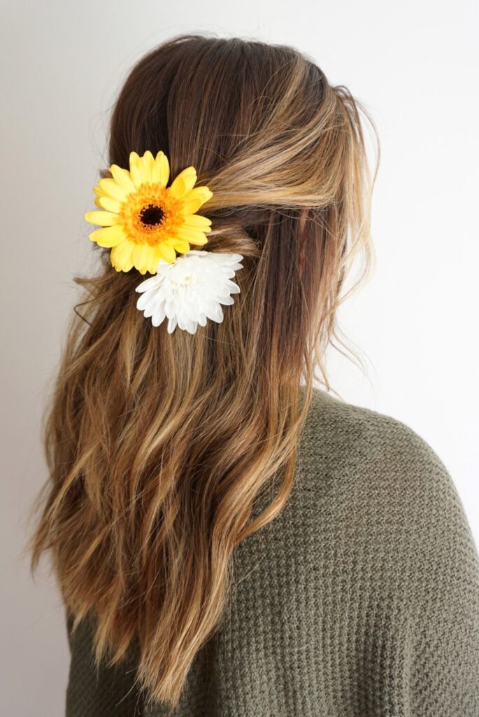 Half Up Hair | Twists | Flowers for Hair