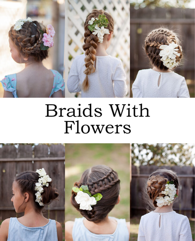 Spring braids with fresh flowers