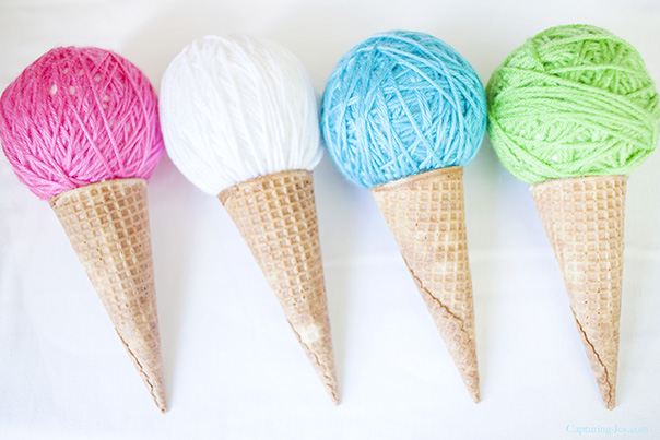 Ice Cream Cone Banner with Paper Rosettes - Crafting Cheerfully