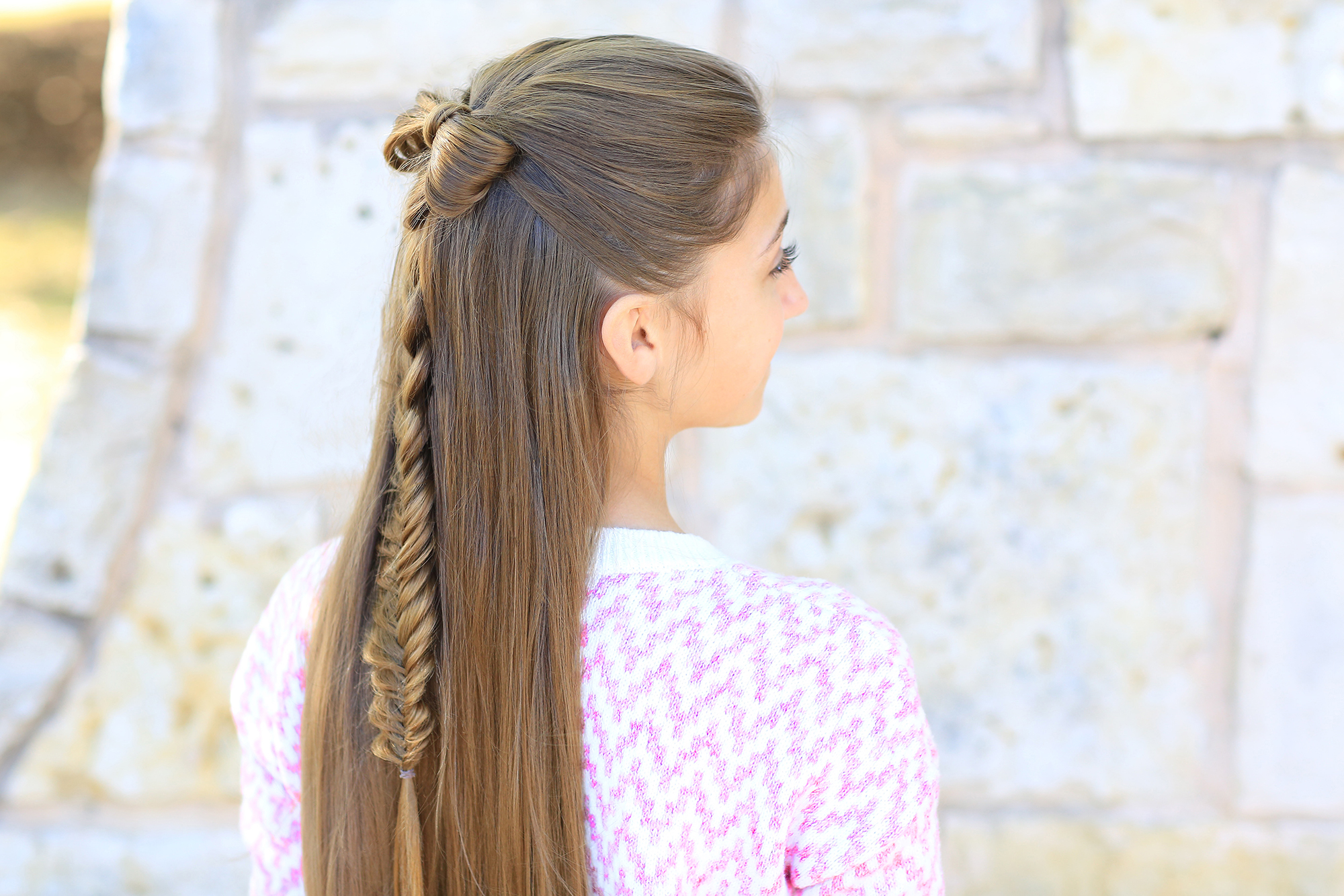 Bow hairstyle sales half up