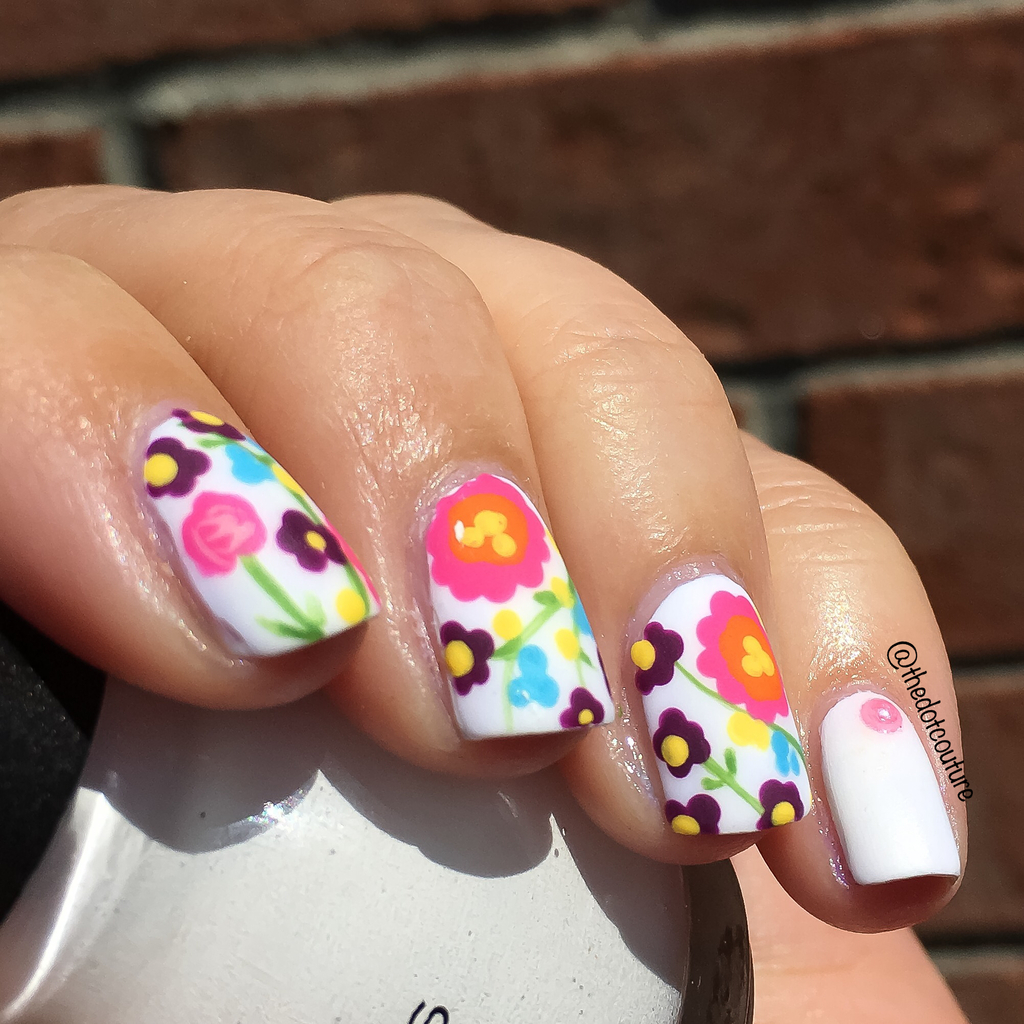 ehmkay nails: Daisy Nail Art with Red Dog Designs Flower Power with Cirque  Colors