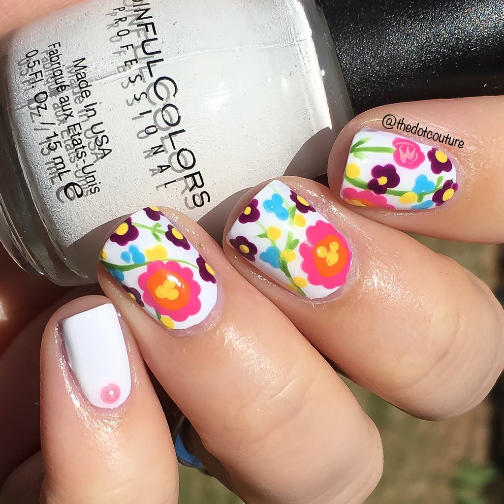 Pretty flowers and dot nail decals