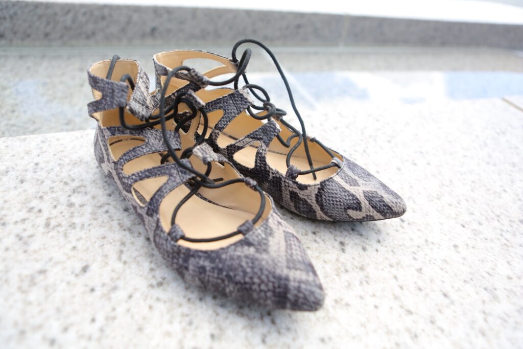 Lace up ballet flats | snakeskin