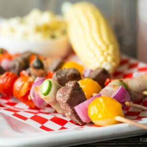 Summer Kabobs- with veggies, beef, and bacon wrapped asparagus