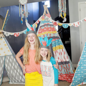 Bohemian tribal girls with teepee