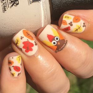 thanksgiving nail art turkey nails autumn leaves