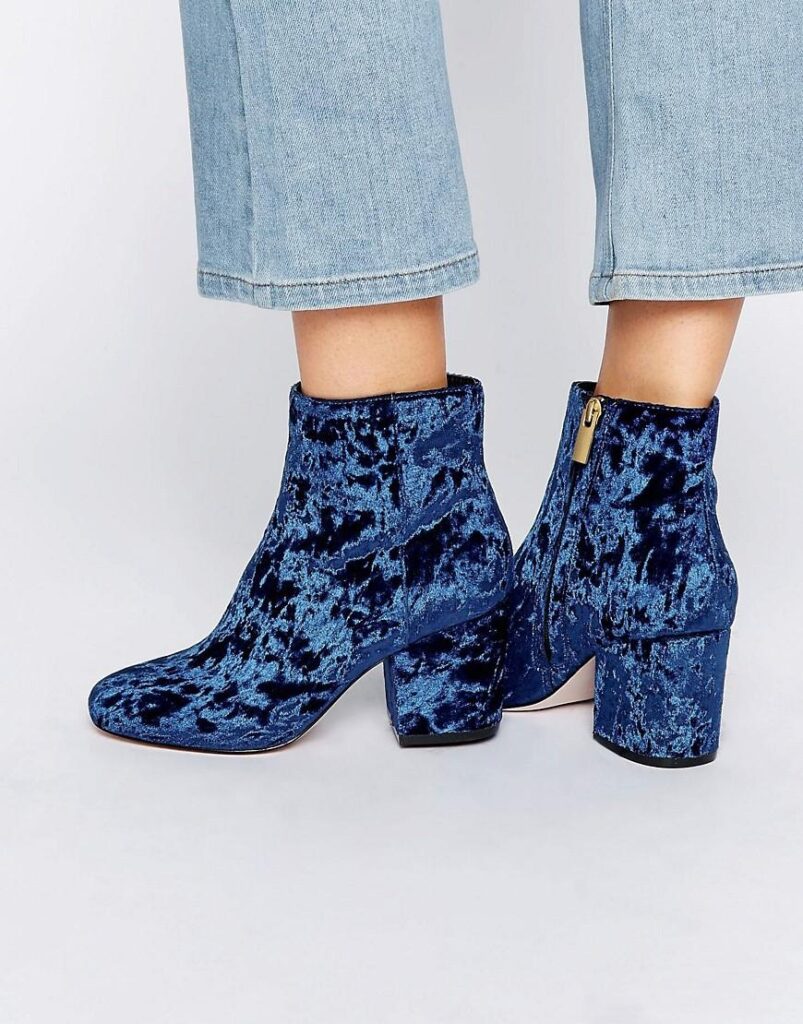 ASOS RACHELLE Velvet Heeled Ankle Boots