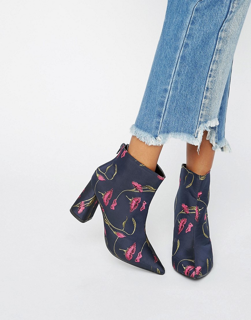 flowery ankle boots