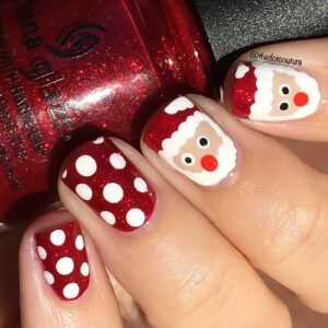 Santa inspired red painted nails