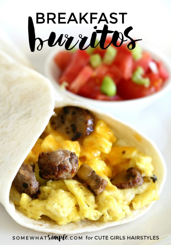 Eggs and sausage wrapped in a tortilla