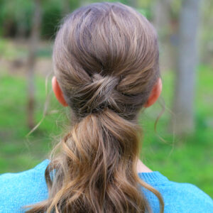 Close up view of "Criss Cross Ponytail" hairstyle