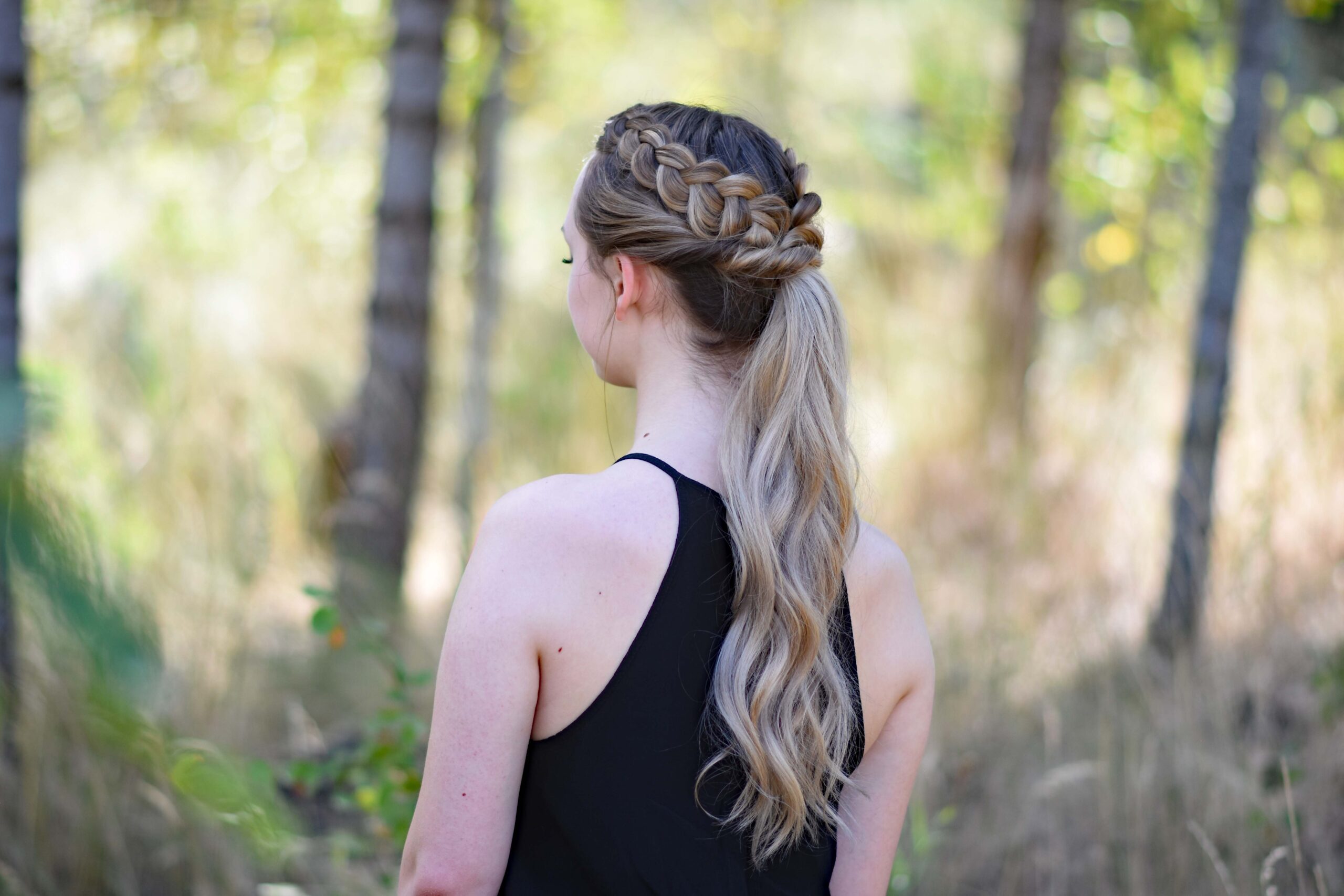 Image of Sleek ponytail hairstyle for school concert