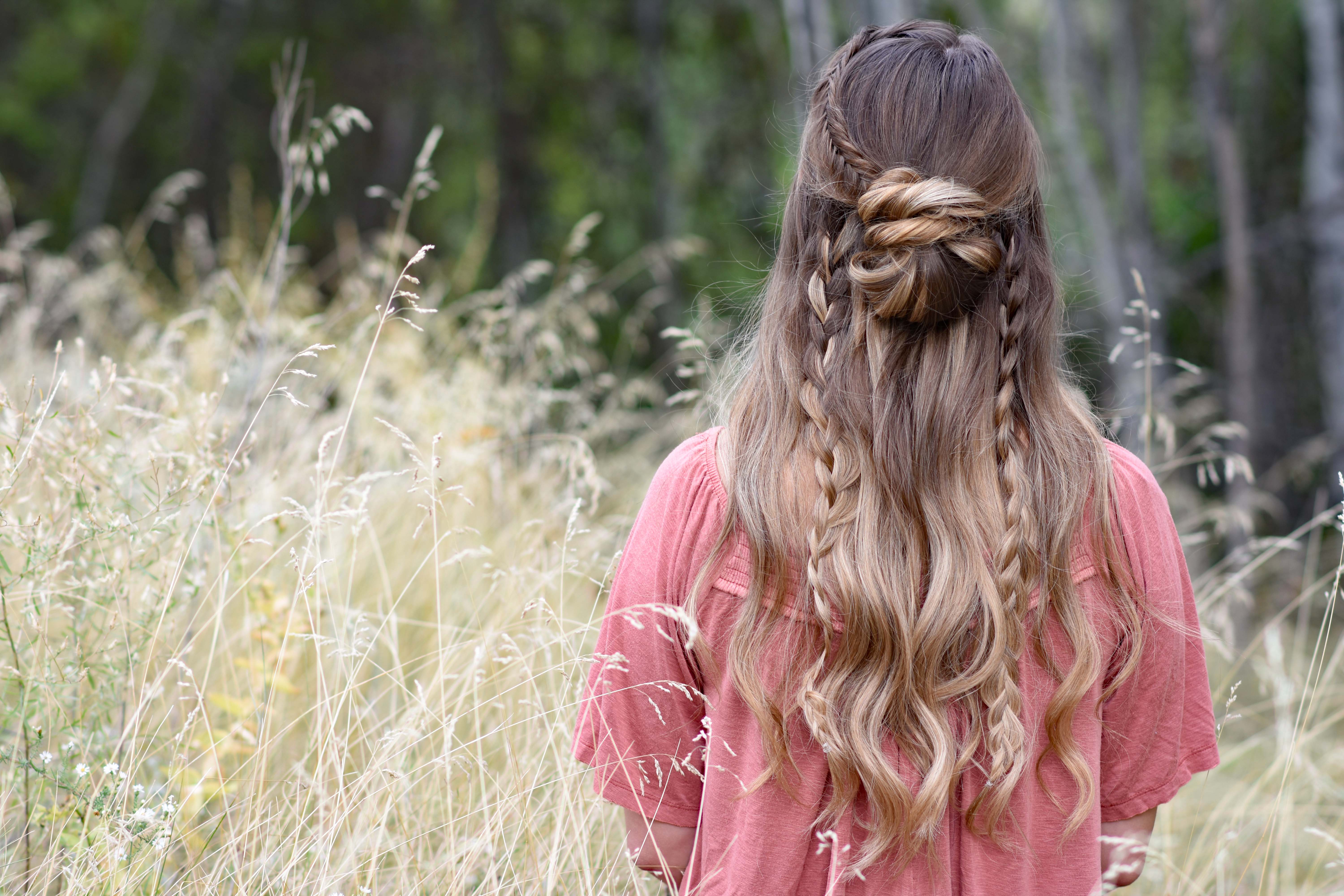 Hair half up half down bun discount
