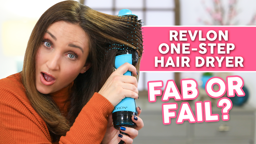 Woman using a styling tool, "Revlon One-Step Hair Dryer and Volumizer Fab or Fail?"